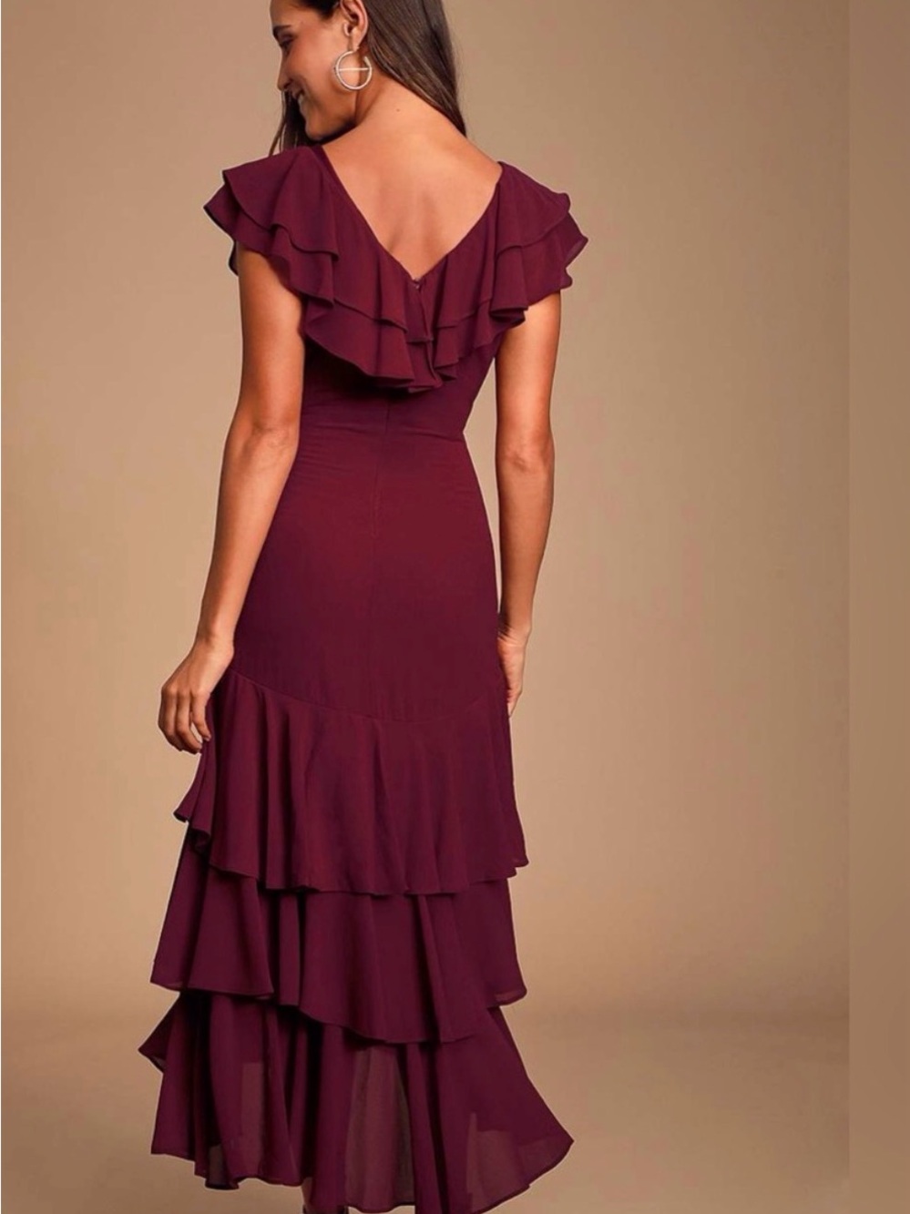Lulu's Plum Ruffle High-Low Dress - Picture 6 of 6